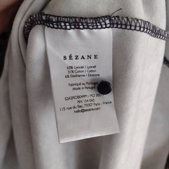 Sezane Felicia Dress XS Black Floral Long Sleeve Midi Dress Soft Stretch Fabric - Picture 12 of 13